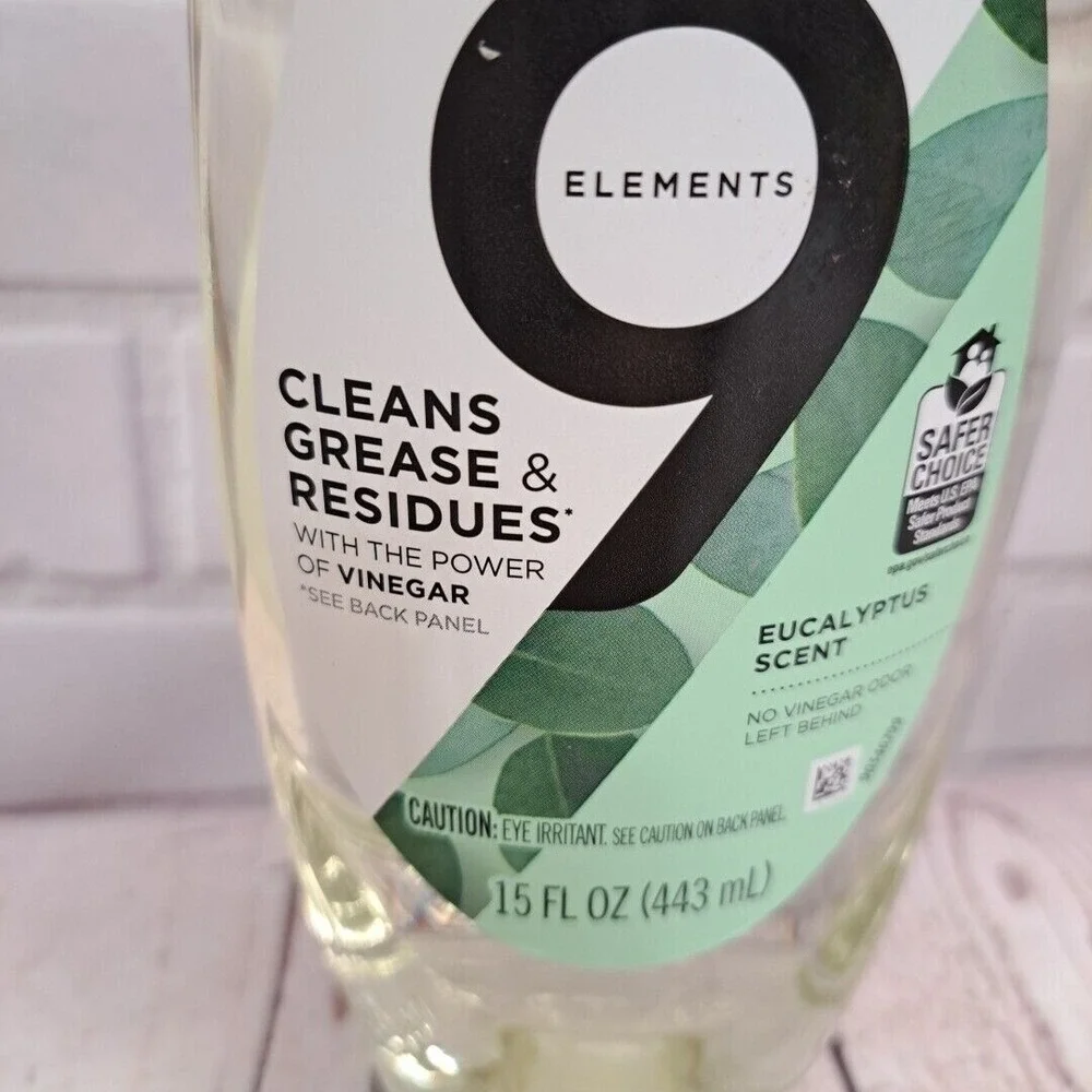 9 Elements Eucalyptus Scent Liquid Dish Soap 15 Fl Oz Grease Residue Cleaner